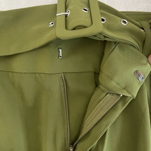 JASON WU | NWOT Green Pleated Waist Belted Pants - Size 12 - Picture 6 of 8